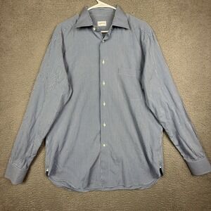 Ermenegildo Zegna Dress Shirt Blue Gingham Checkered Mens Size 42 Made in Turkey